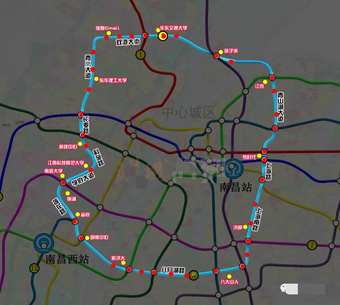南昌地铁规划图（5号地铁环线示意图）
