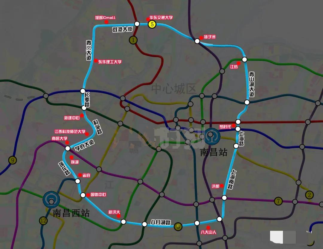 南昌地铁规划图（5号地铁环线示意图）