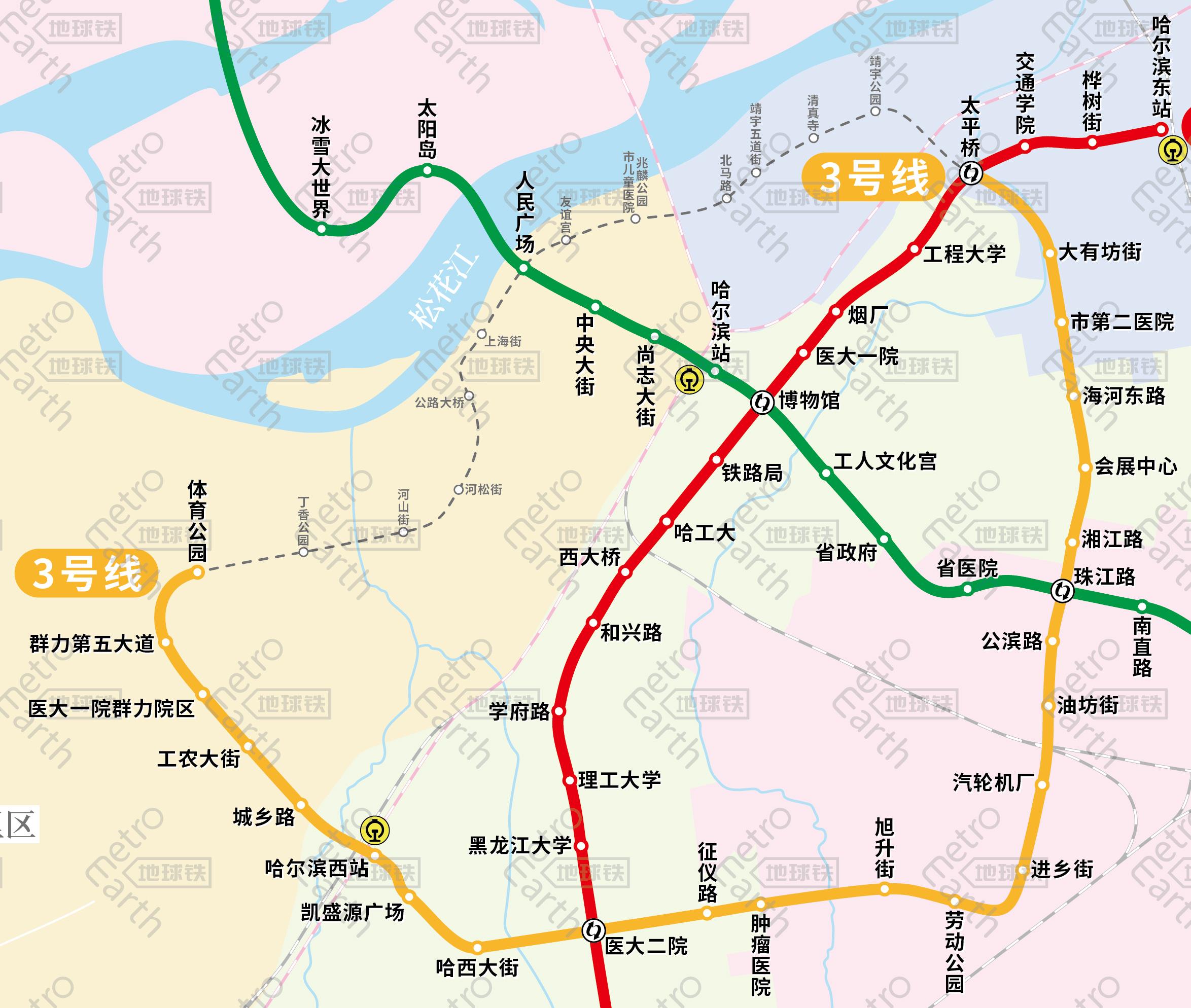 哈尔滨地铁1号线线路图（哈尔滨地铁线路全图汇总）