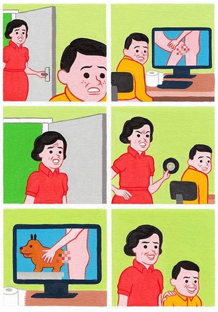 黄sei漫画(名星探福利：《重口味系列漫画》第9发 看X片时老妈突然进来了)