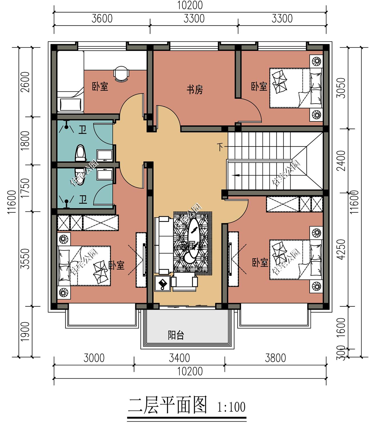 宽11.5米长10米，怎样设计三房二厅一卫一厨？