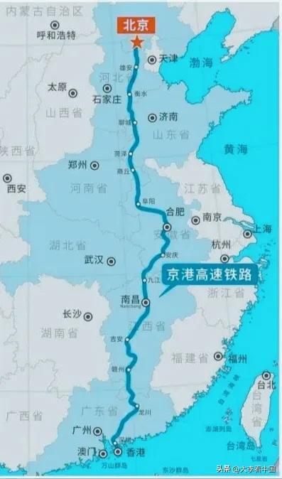 京九铁路线路图(京九铁路经过湖北省会武汉，京港高铁西线有可能在武汉设站吗？)