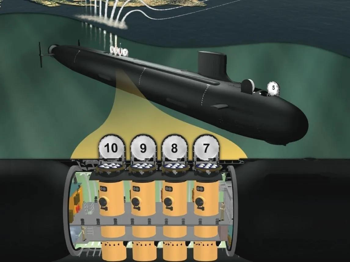 093核潜艇(093Ⅲ核潜艇漂亮“小龟背”，不像垂直导弹发射器，似更重要设备)